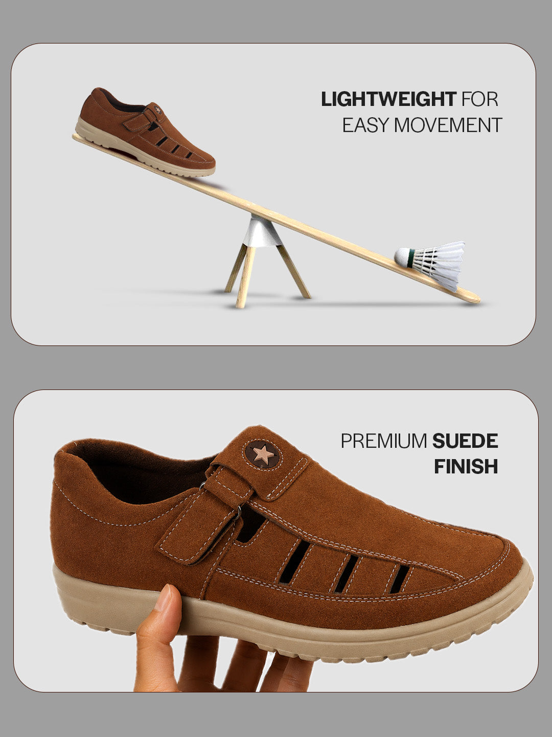 casual hook and loop suede shoes