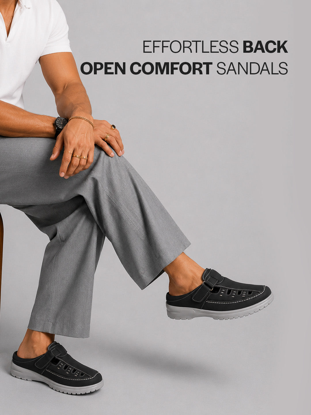 men leather backless loafers mules