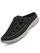 Men Black Casual Back Open Easy Slip-On Mules Sandals|Closed-Toe Casual Clogs with Orthopedic Support|Indoor & Outdoor Shoe Style Sandal with Adjustable Strap