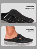 men leather backless loafers mules
