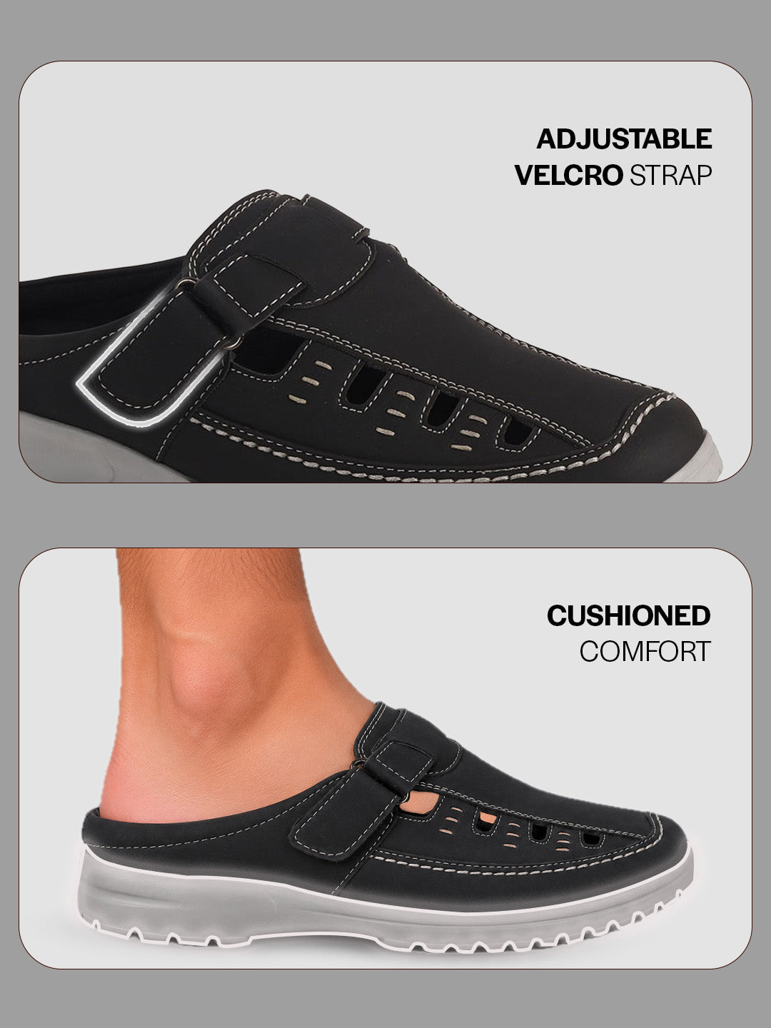 men leather backless loafers mules