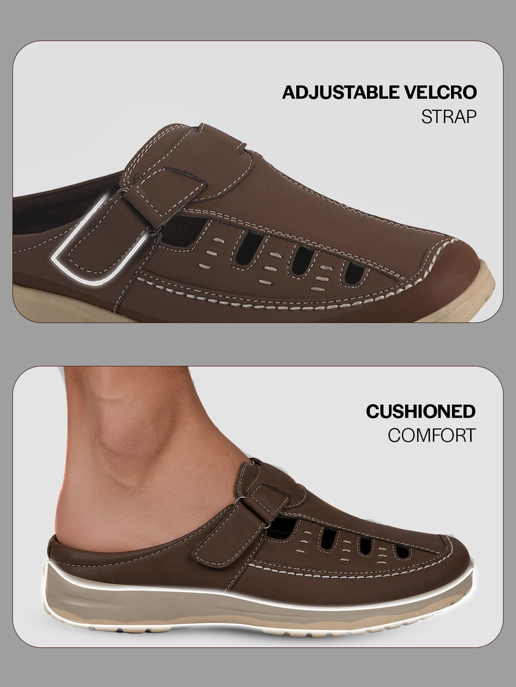 men hollow out leather slide slippers