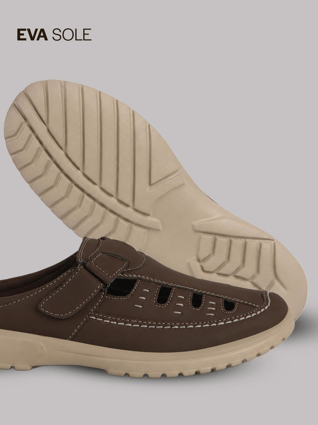 men hollow out leather slide slippers