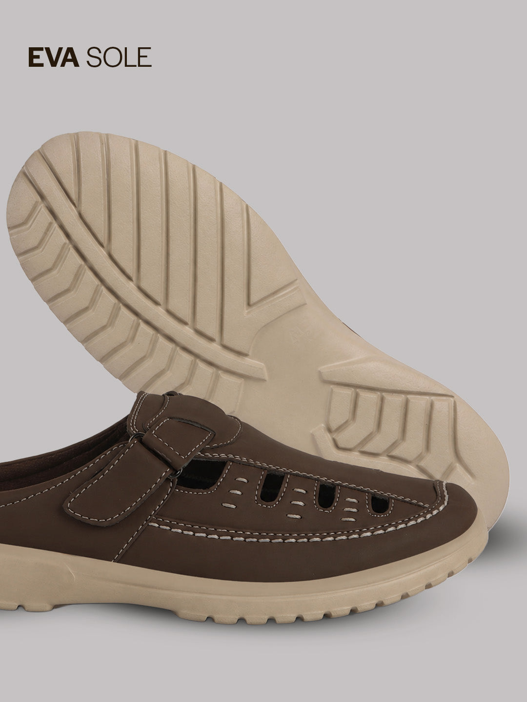 men hollow out leather slide slippers