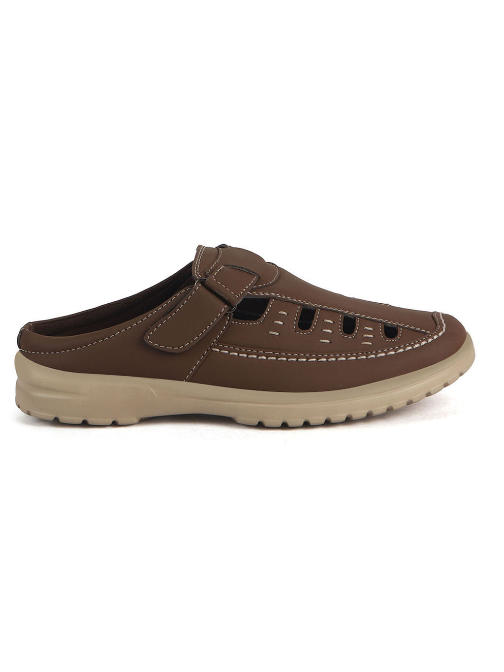 men leather backless loafers mules