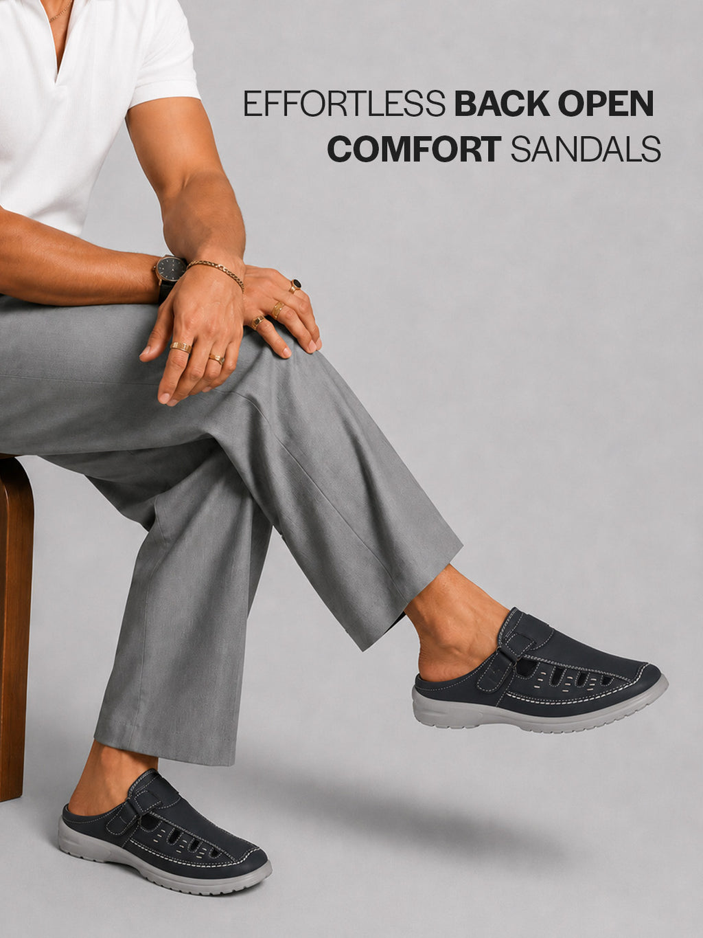 casual hook and loop mules men