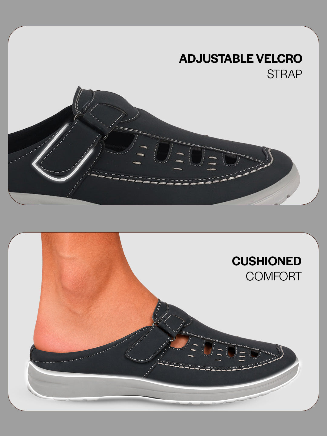 casual hook and loop mules men