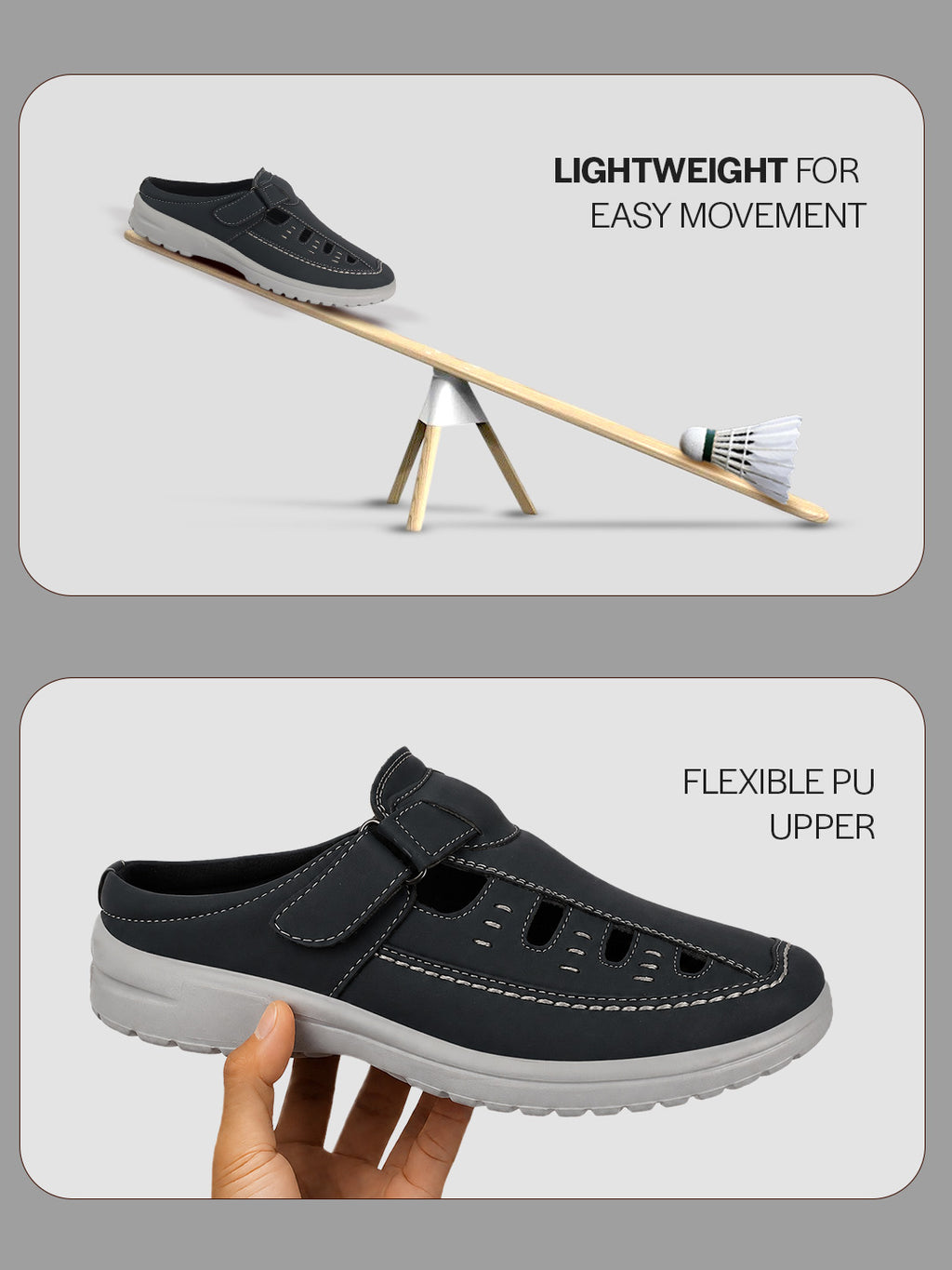 casual hook and loop mules men
