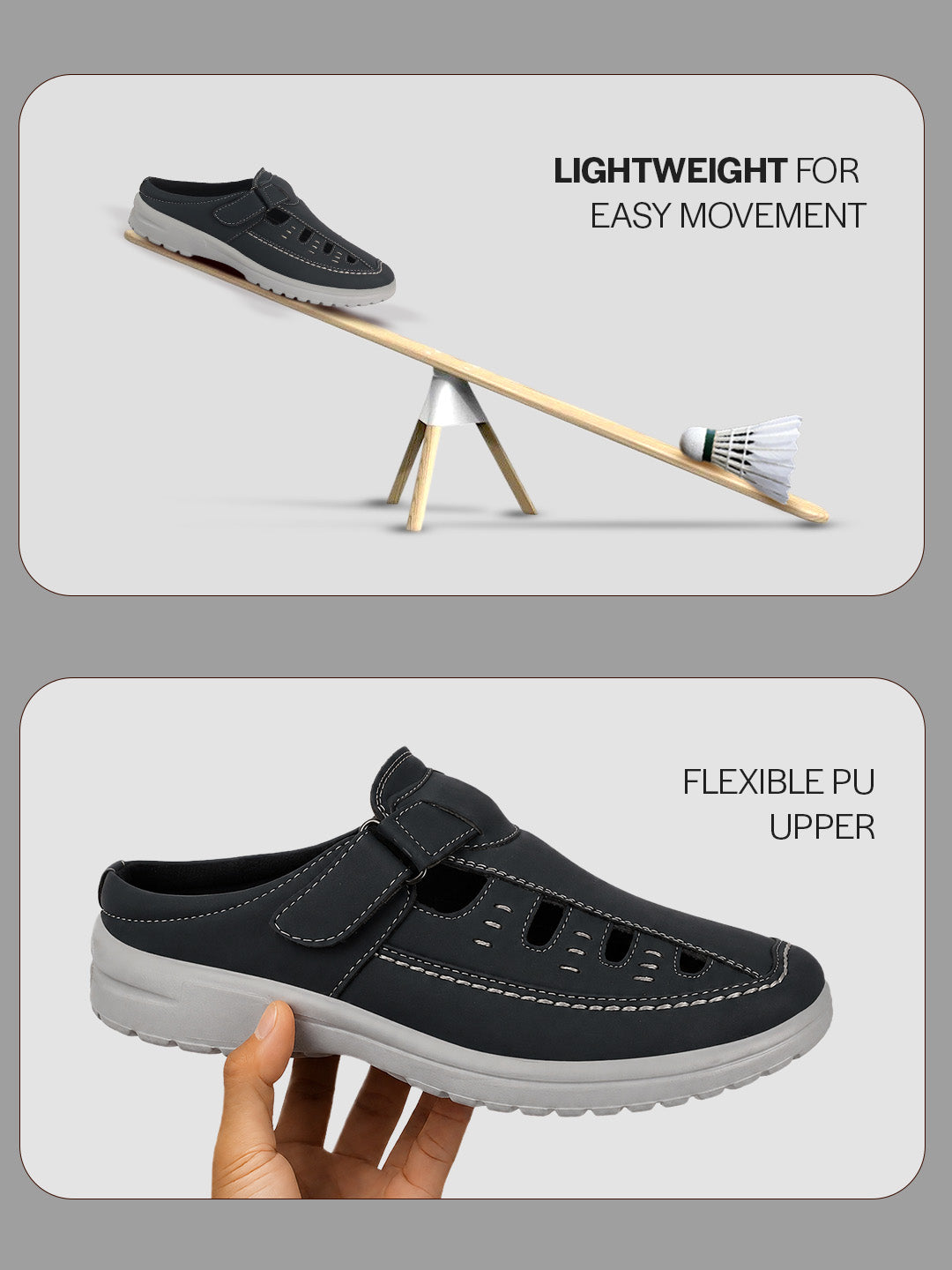 casual hook and loop mules men