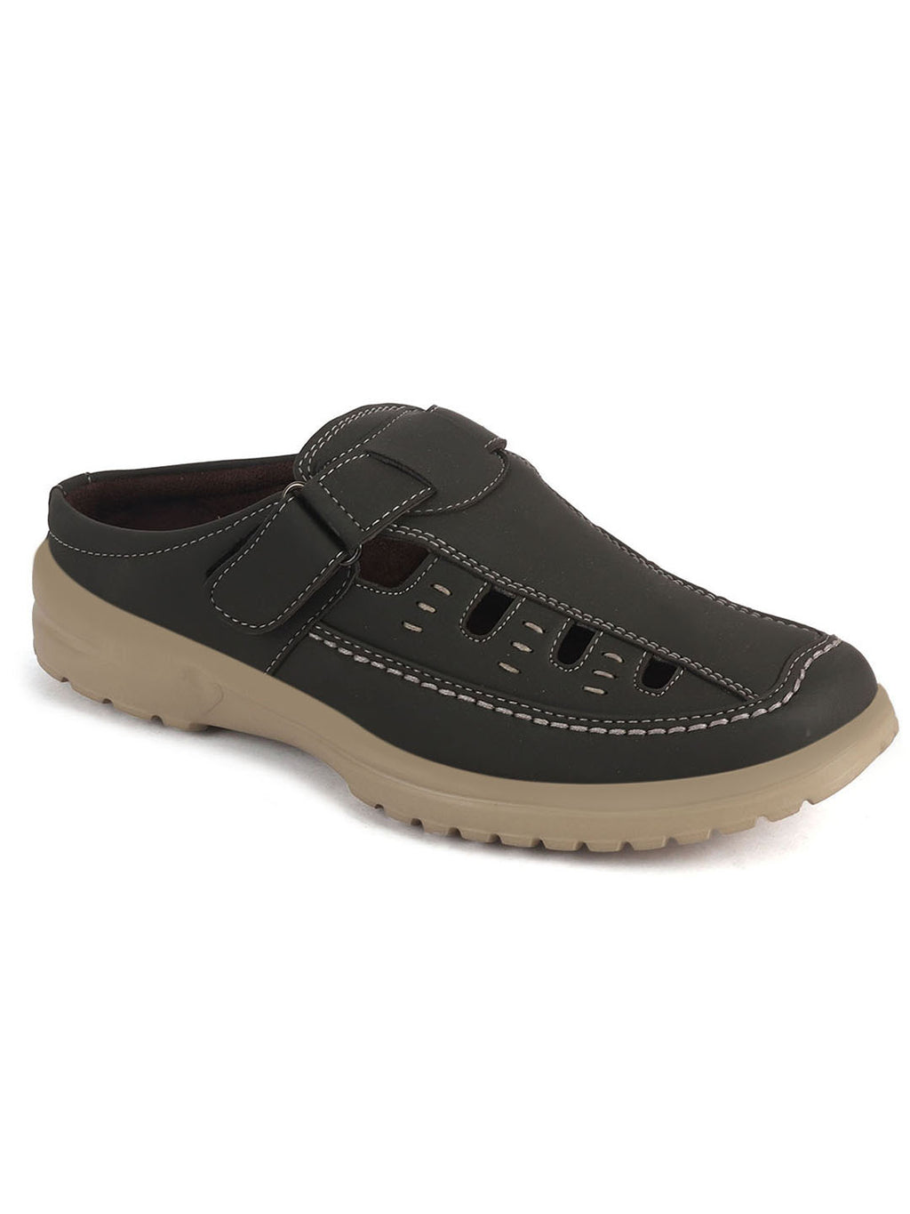 men leather backless loafers mules