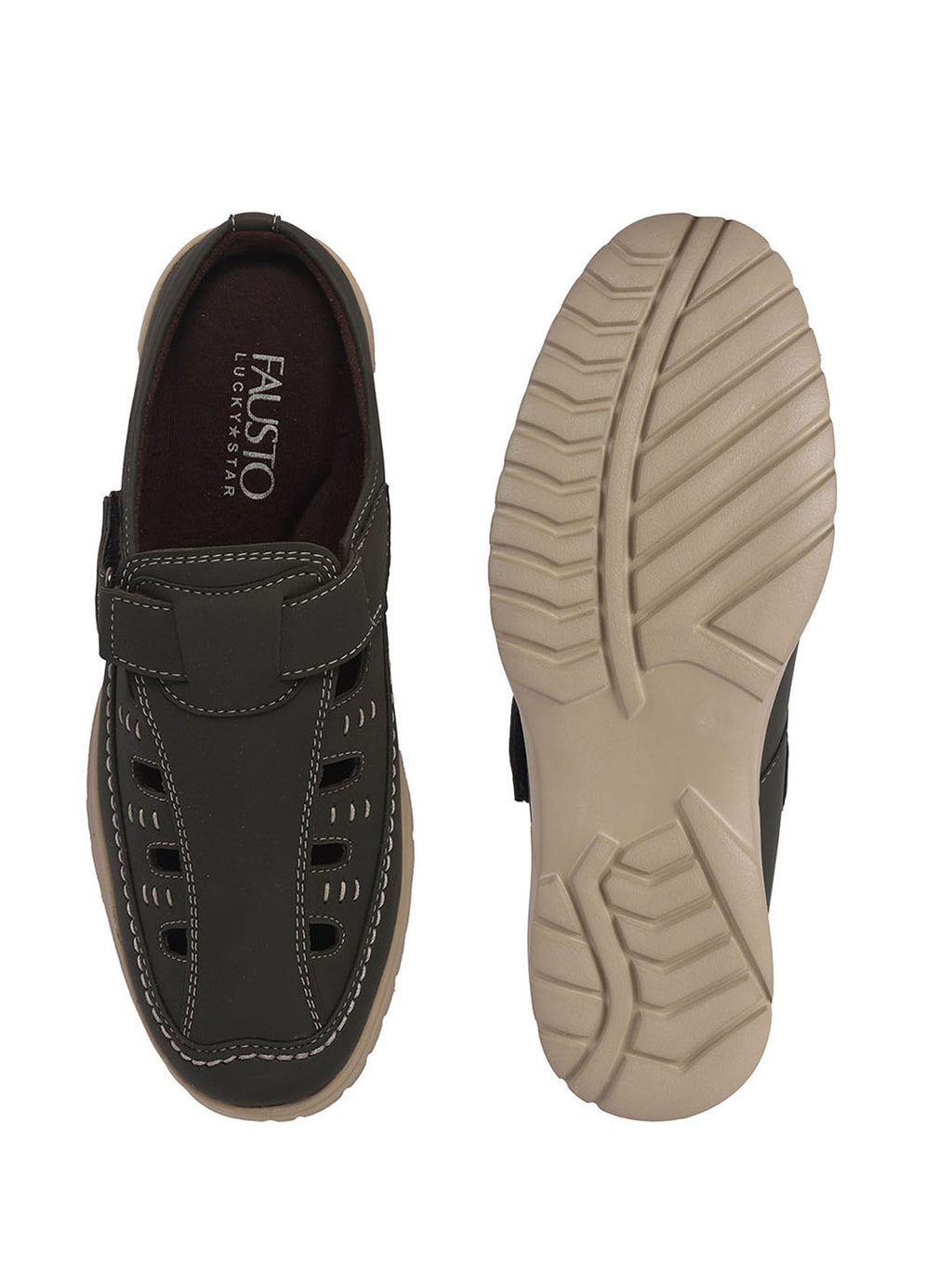 men breathable cutout leather clogs