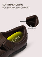 Men Brown Genuine Leather Casual Hook & Loop Fisherman Sandals|Comfortable Walking Closed-Toe Summer Sandal with Breathable Cutouts|Perfect for Smart Casual, Sports, Traveling