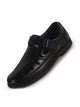Men Black Office Summer Casual Closed-Toe Hook and Loop Dress Roman Sandals|Perforated Lightweight Slip-On Shoe Style Sandals for Outdoor, Travel Comfort|Anti Skid TPR Welted Sole