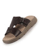 Men Brown Textured Print Multi Strap Open Toe Hook and Loop Sporty Slider|Lightweight Walking Sandals with Durable EVA Pad Insole|Traction Grip Platform Outsole for Summer, Travel