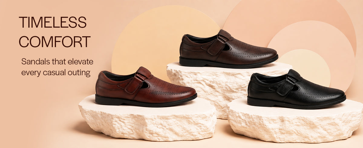 Men Black Office Summer Casual Closed-Toe Hook and Loop Roman Dress Sandals|Breathable Lightweight Shoe Style Sandal for Travel, Outdoor, Festives|Anti Skid TPR Welted Sole