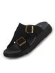 Men Black Dual Strap Waterproof Open Toe Slide Sandal with Flexible EVA Pad Insole|Slip On Slippers for Summer, Monsoon, Travel, Outdoor|Anti Skid Durable EVA Sole