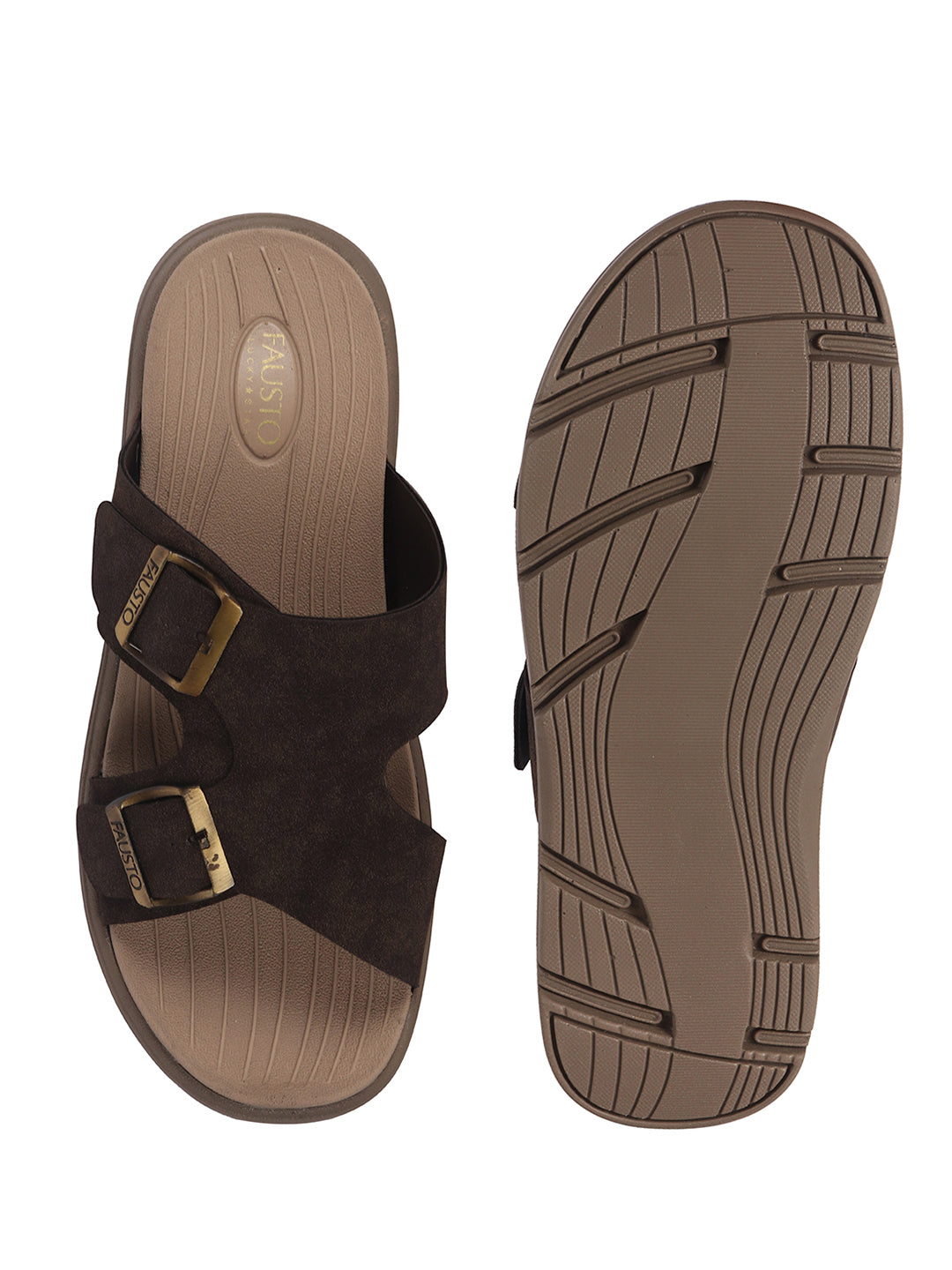 contoured footbed sliders