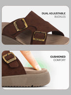 dual strap casual sliders