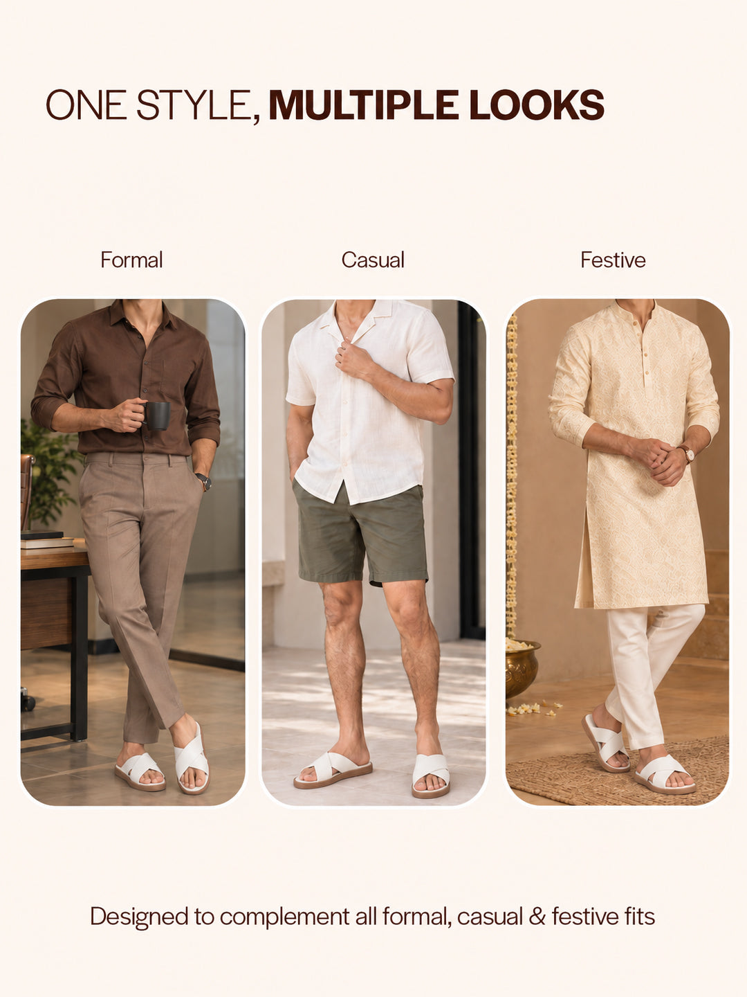 Men White Criss Cross Strap Open Toe Sliders with Extra Soft Cushioned Footbed for All Day Comfort | Indoor, Travel, Walking Slipper with Slip Resistant Sole