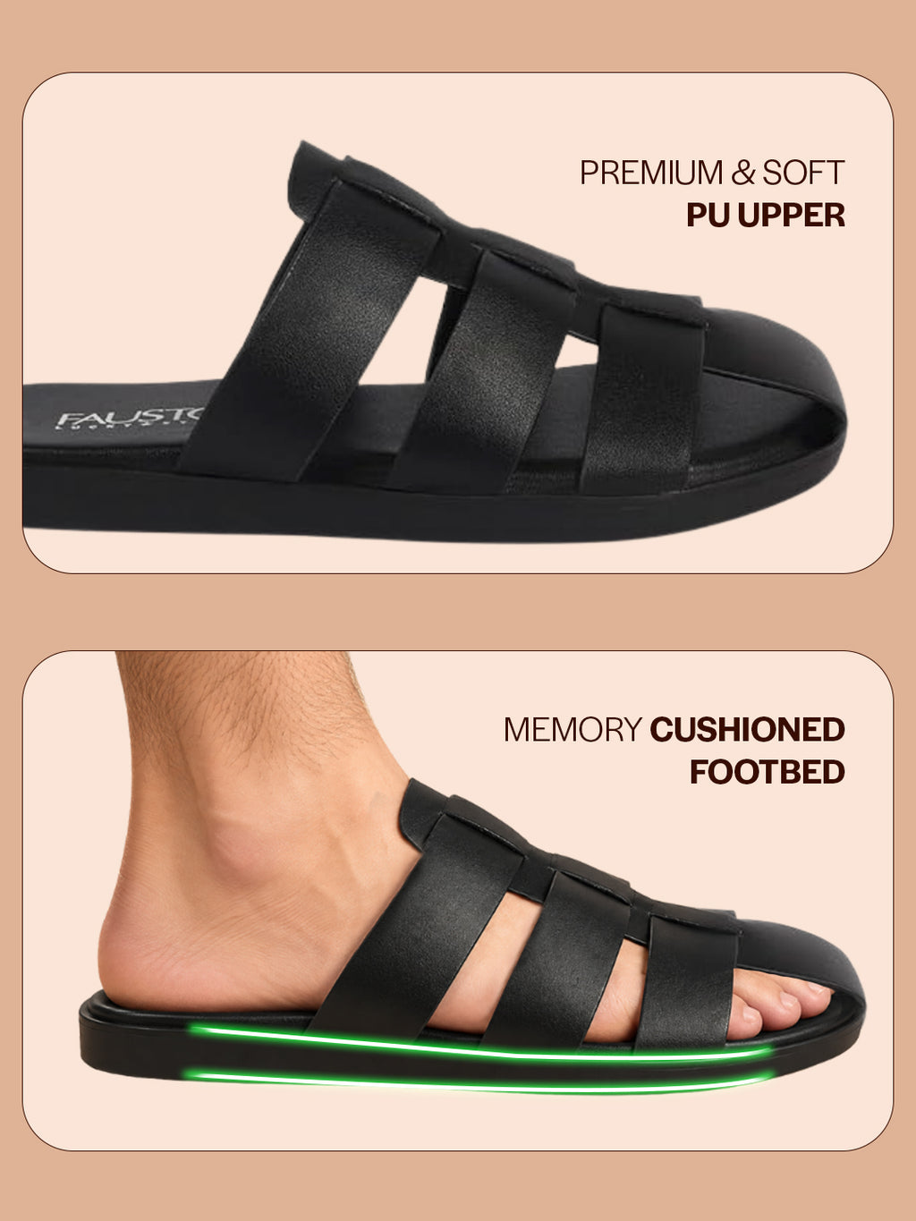 Men Black Multi Strap Closed Toe Breathable Slip On Slippers with Soft Cushioned Footbed for All Day Comfort | Indoor, Travel, Walking Sliders with Slip Resistant Sole