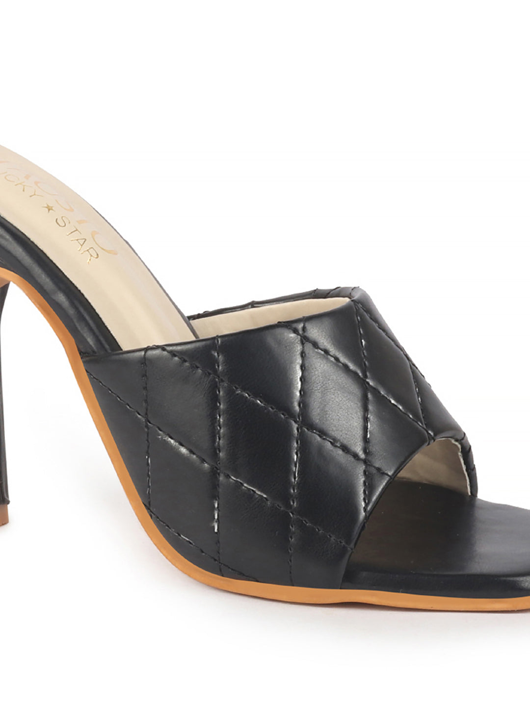 black ankle strap block heels