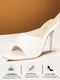 Women White Open Toe Quilted Stiletto Heel Slip-On Slipper Sandals|Soft Padded Insole|Semi Formals Outfit Sandals