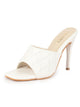 Women White Open Toe Quilted Stiletto Heel Slip-On Slipper Sandals|Soft Padded Insole|Semi Formals Outfit Sandals