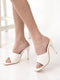 Women White Open Toe Quilted Stiletto Heel Slip-On Slipper Sandals|Soft Padded Insole|Semi Formals Outfit Sandals