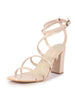 Women Beige Open Toe Quilted Block Heel High Ankle Adjustable Backstrap Slipper Sandals|Soft Padded Insole|Western Outfit Gladiator Sandals