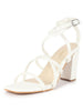 Women White Open Toe Quilted Block Heel High Ankle Adjustable Backstrap Slipper Sandals|Soft Padded Insole|Western Outfit Gladiator Sandals
