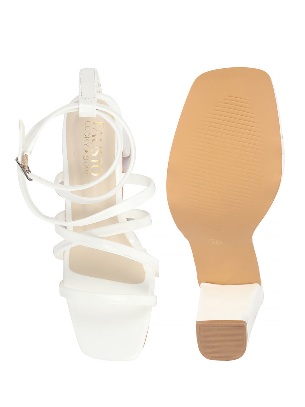 Women White Open Toe Quilted Block Heel High Ankle Adjustable Backstrap Slipper Sandals|Soft Padded Insole|Western Outfit Gladiator Sandals