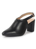 Women Black Pointed Toe Block Heel Adjustable Backstrap Shoe Style Sandals|Soft Padded Insole|Semi Formal Outfit Sandals
