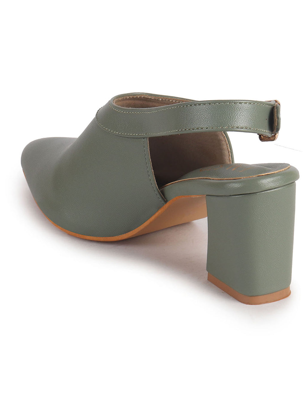 Women Green Pointed Toe Block Heel Adjustable Backstrap Shoe Style Sandals|Soft Padded Insole|Semi Formal Outfit Sandals