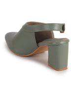 Women Green Pointed Toe Block Heel Adjustable Backstrap Shoe Style Sandals|Soft Padded Insole|Semi Formal Outfit Sandals