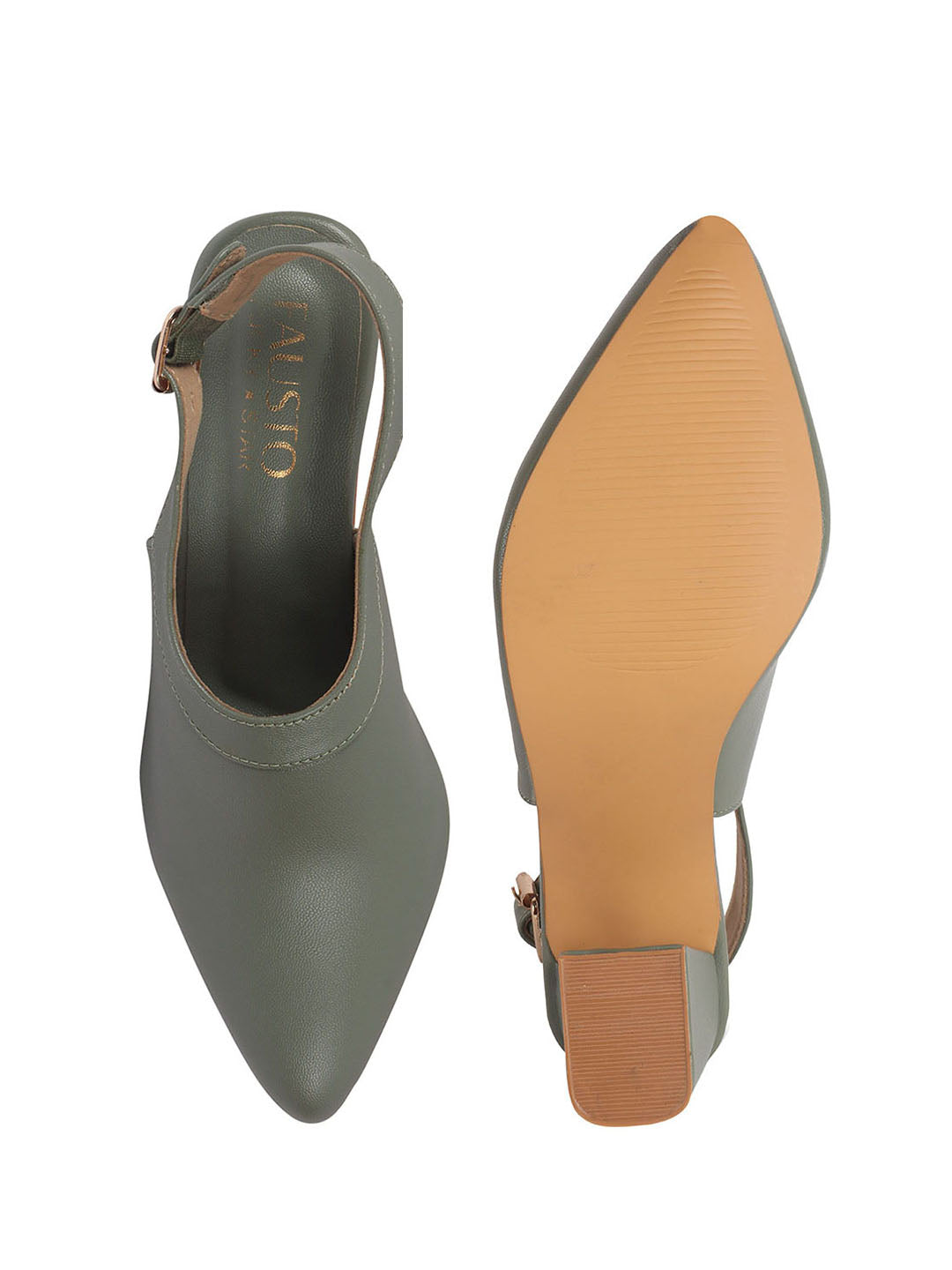 Women Green Pointed Toe Block Heel Adjustable Backstrap Shoe Style Sandals|Soft Padded Insole|Semi Formal Outfit Sandals