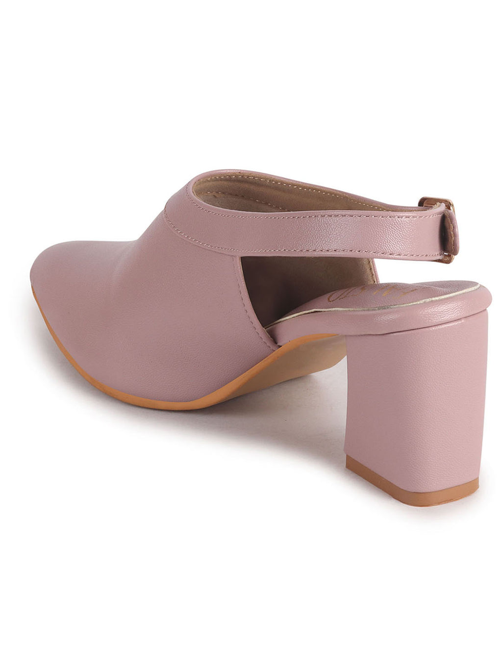 Women Pink Pointed Toe Block Heel Adjustable Backstrap Shoe Style Sandals|Soft Padded Insole|Semi Formal Outfit Sandals
