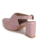 Women Pink Pointed Toe Block Heel Adjustable Backstrap Shoe Style Sandals|Soft Padded Insole|Semi Formal Outfit Sandals