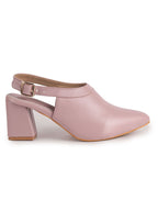 Women Pink Pointed Toe Block Heel Adjustable Backstrap Shoe Style Sandals|Soft Padded Insole|Semi Formal Outfit Sandals