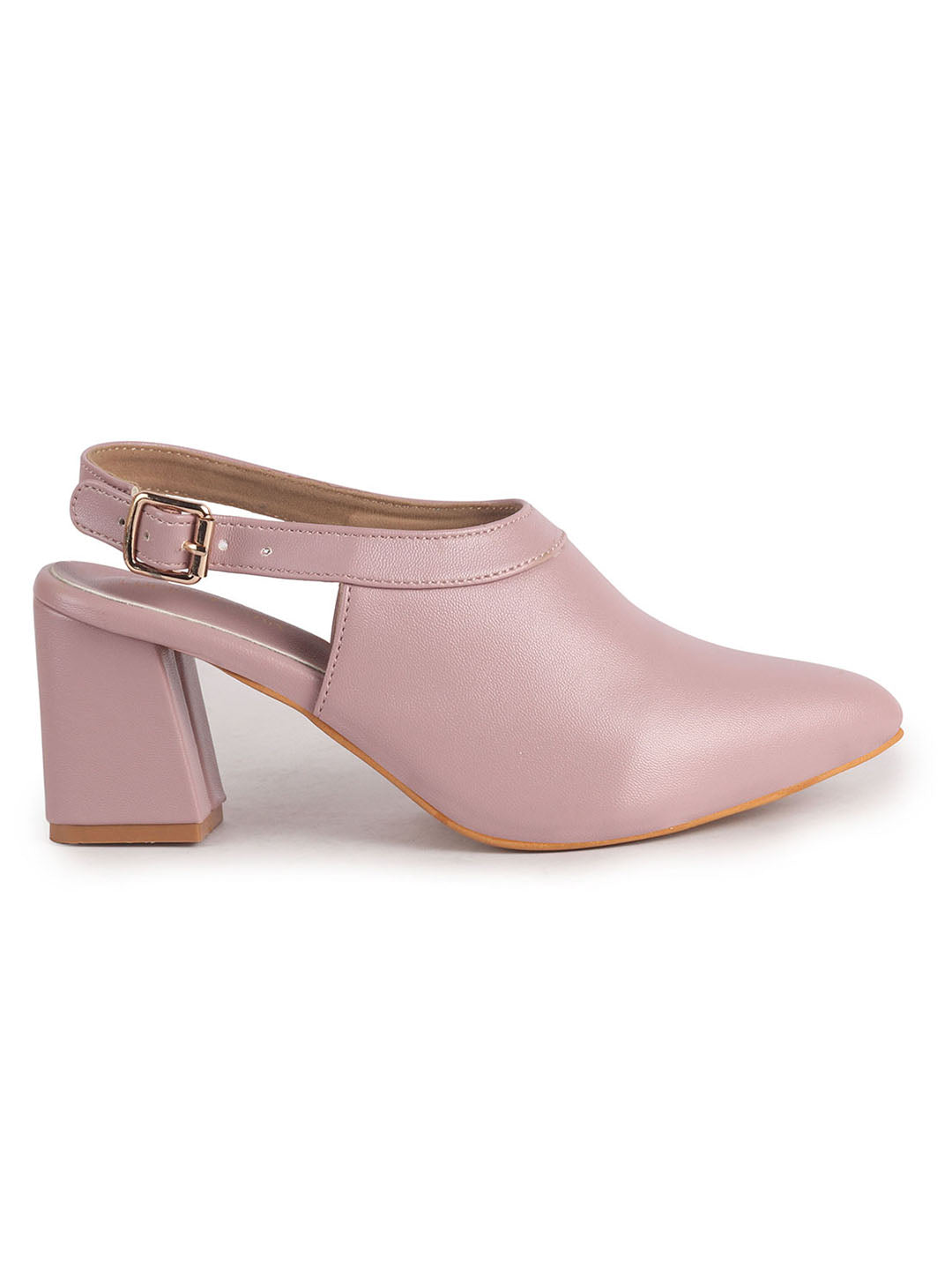 Women Pink Pointed Toe Block Heel Adjustable Backstrap Shoe Style Sandals|Soft Padded Insole|Semi Formal Outfit Sandals
