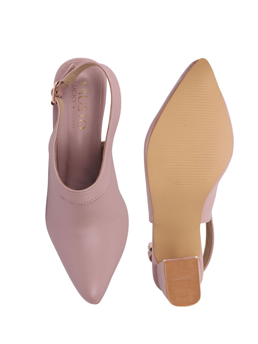 Women Pink Pointed Toe Block Heel Adjustable Backstrap Shoe Style Sandals|Soft Padded Insole|Semi Formal Outfit Sandals