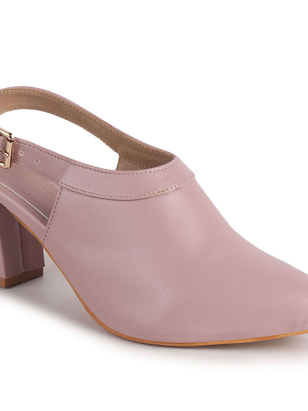 Women Pink Pointed Toe Block Heel Adjustable Backstrap Shoe Style Sandals|Soft Padded Insole|Semi Formal Outfit Sandals
