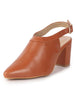 Women Tan Pointed Toe Block Heel Adjustable Backstrap Shoe Style Sandals|Soft Padded Insole|Semi Formal Outfit Sandals