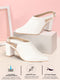 Women White Pointed Toe Block Heel Adjustable Backstrap Shoe Style Sandals|Soft Padded Insole|Semi Formal Outfit Sandals