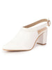 Women White Pointed Toe Block Heel Adjustable Backstrap Shoe Style Sandals|Soft Padded Insole|Semi Formal Outfit Sandals