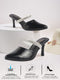 Women Black Pointed Toe Stiletto Heel Rhinestone Strap Party Shoe Style Sandals|Soft Padded Insole|Western Dress Slip On