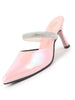Women Pink Pointed Toe Stiletto Heel Rhinestone Strap Party Shoe Style Sandals | Soft Padded Insole | Western Dress Slip On