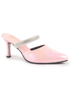 Women Pink Pointed Toe Stiletto Heel Rhinestone Strap Party Shoe Style Sandals | Soft Padded Insole | Western Dress Slip On
