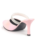 Women Pink Pointed Toe Stiletto Heel Rhinestone Strap Party Shoe Style Sandals | Soft Padded Insole | Western Dress Slip On