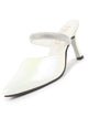 Women Silver Pointed Toe Stiletto Heel Rhinestone Strap Party Shoe Style Sandals | Soft Padded Insole | Western Dress Slip On