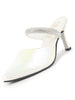 Women Silver Pointed Toe Stiletto Heel Rhinestone Strap Party Shoe Style Sandals | Soft Padded Insole | Western Dress Slip On